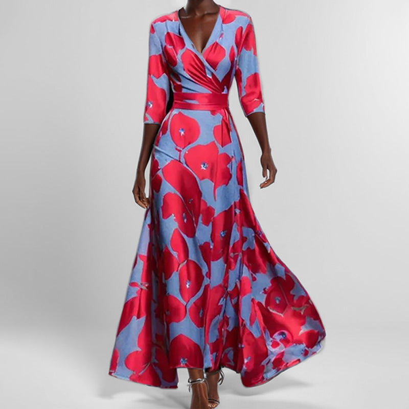Vestido estampado con cinturón anudable