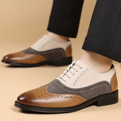 Zapatos de cuero bicolor de estilo británico para hombre