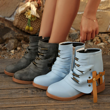 Botas vintage de tacón medio para mujer