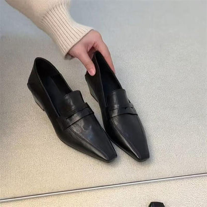 Mocasines de mujer estilo francés con punta cuadrada