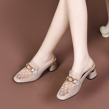 Sandalias de pala de tacón grueso para mujer