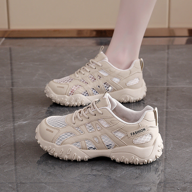 Zapatillas casuales de plataforma con malla transpirable para mujer