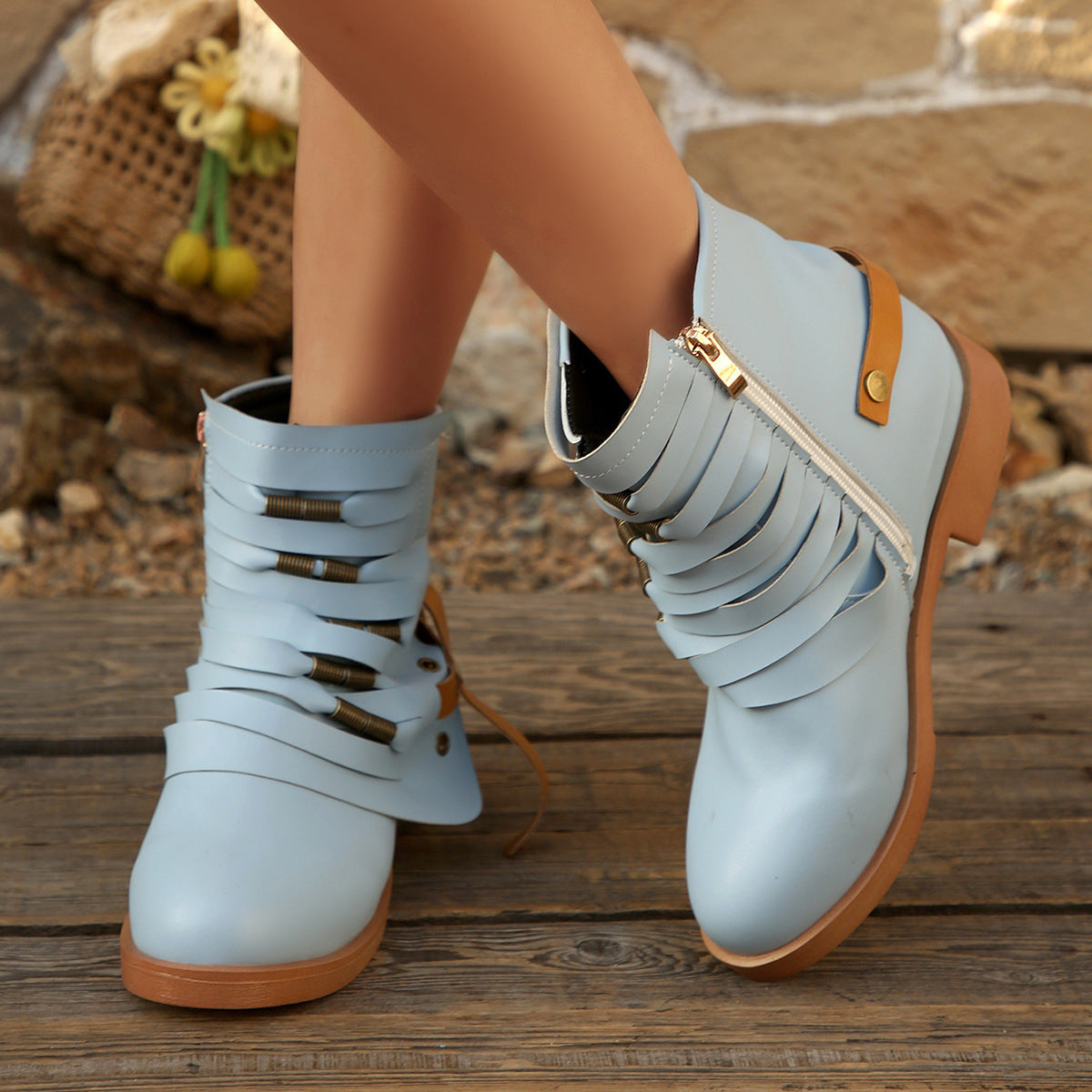 Botas vintage de tacón medio para mujer