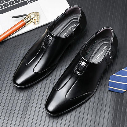 🐂Cuero🐂Zapatos Oxford sin cordones para hombre