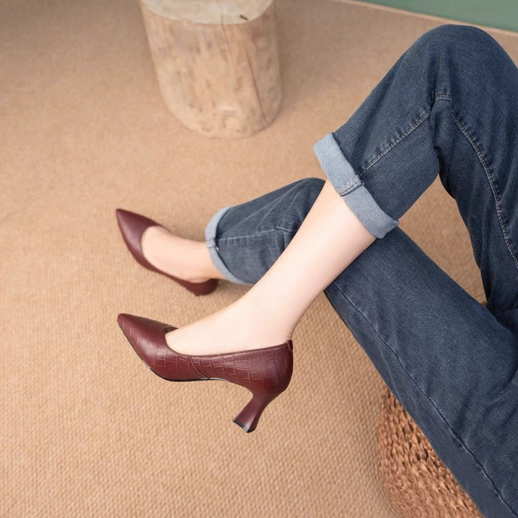 Zapatos de trabajo de tacón de aguja y suela blanda para mujer