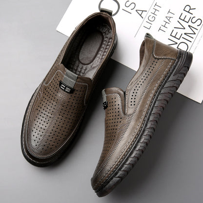 Sandalias casuales de cuero auténtico para hombre con suela blanda