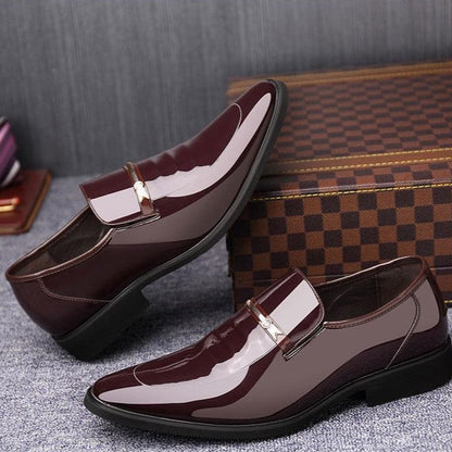 🐂Cuero🐂Zapatos de negocios para hombre de charol metalizado