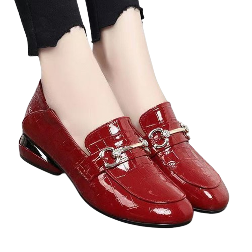 Zapatos de mujer de piel auténtica con efecto espejo a cuadros（50% de descuento）