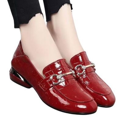 Zapatos de mujer de piel auténtica con efecto espejo a cuadros（50% de descuento）