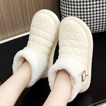 Zapatos de algodón con aumento de altura de color sólido y forro polar