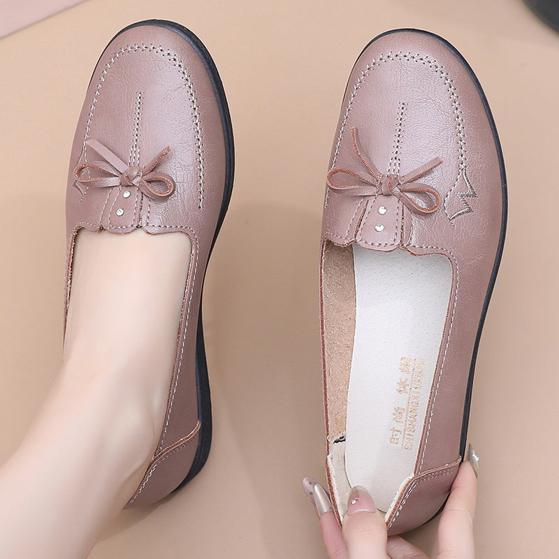 Zapatos planos de cuero antideslizantes para mujer