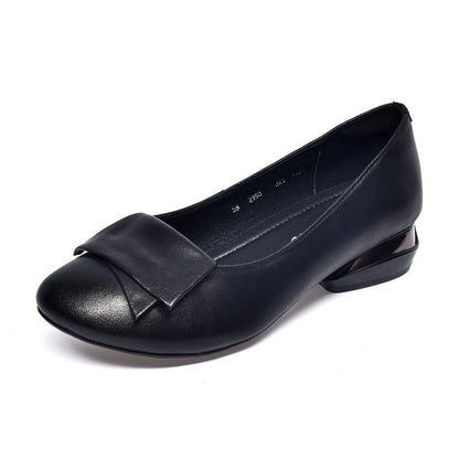 Zapatos bajos de cuero estilo retro y suela blanda para mujer