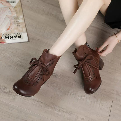 Botines de piel auténtica suave y estilo vintage