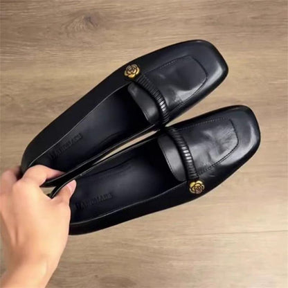 Mocasines de mujer con tacón en bloque y estilo francés
