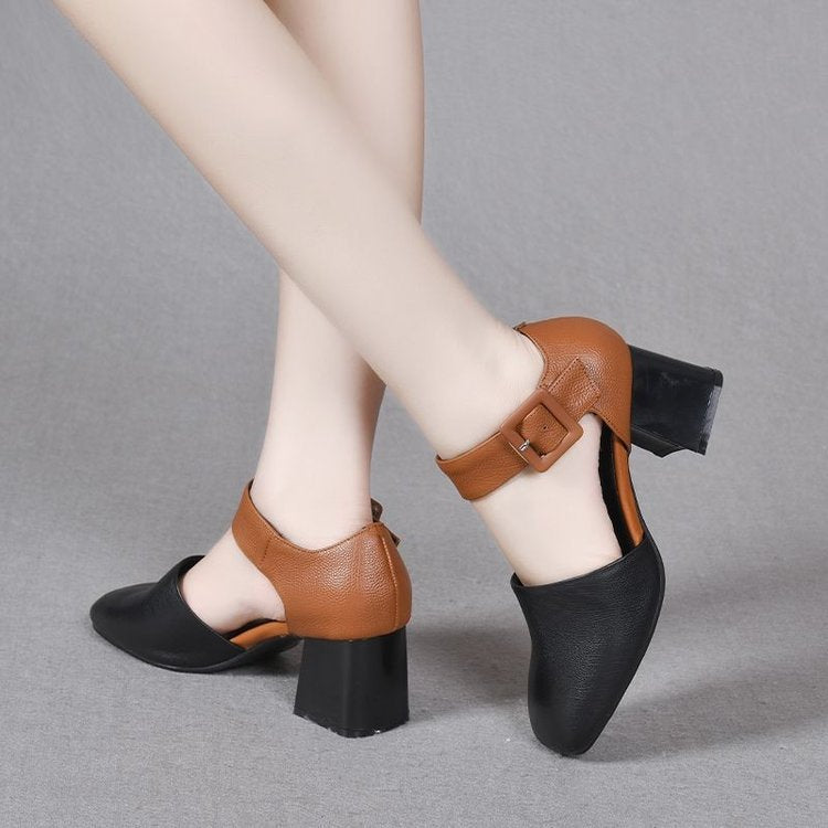 Zapatos de tacón alto bicolor para mujer