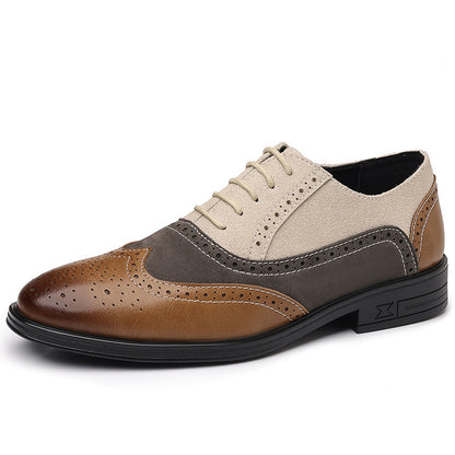 Zapatos de cuero bicolor de estilo británico para hombre