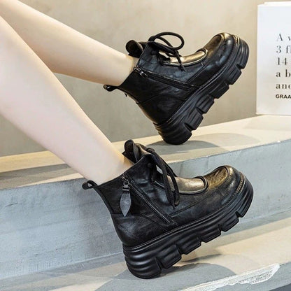 Botas militares de plataforma para mujer, estilo británico