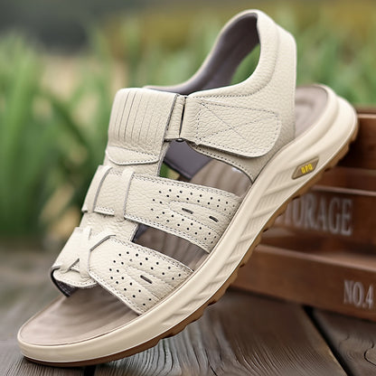 Sandalias de playa para hombre de piel de vaca de flor superior
