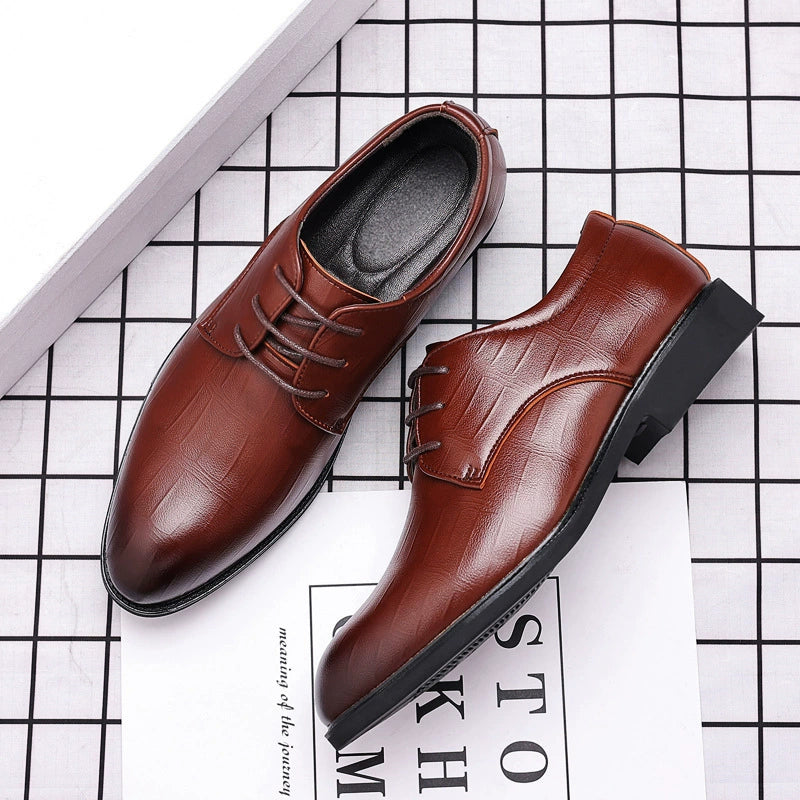 Zapatos de cuero para hombre de estilo británico, de negocios y con punta afilada