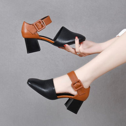 Zapatos de tacón alto bicolor para mujer