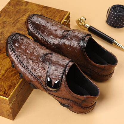 Zapatos para hombre de piel de vacuno auténtica con textura de cocodrilo