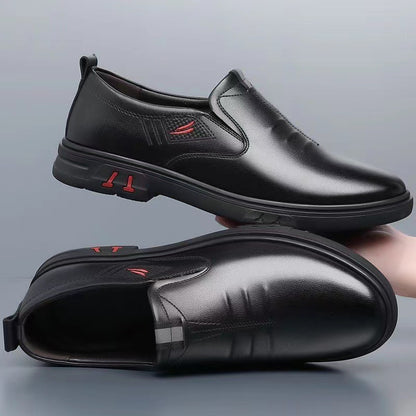 Zapatos de cuero para hombre con costuras rojas