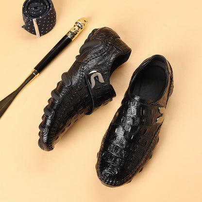 Zapatos para hombre de piel de vacuno auténtica con textura de cocodrilo
