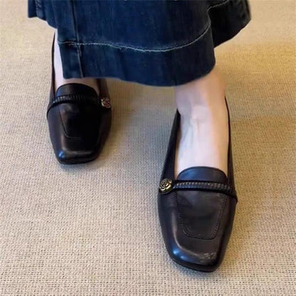 Mocasines de mujer con tacón en bloque y estilo francés