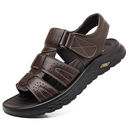 Sandalias de playa para hombre de piel de vaca de flor superior