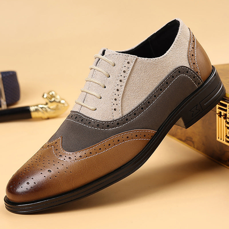 Zapatos de cuero bicolor de estilo británico para hombre