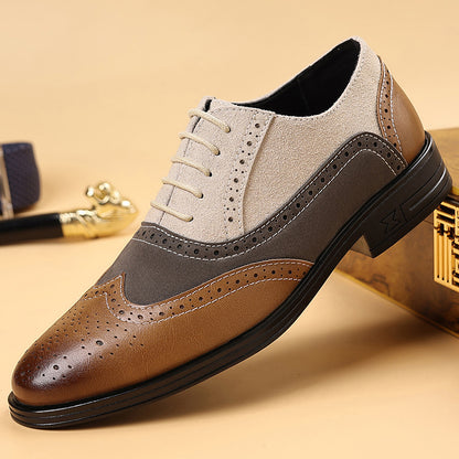 Zapatos de cuero bicolor de estilo británico para hombre