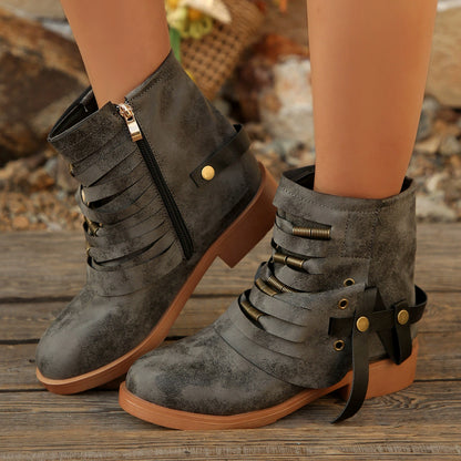 Botas vintage de tacón medio para mujer
