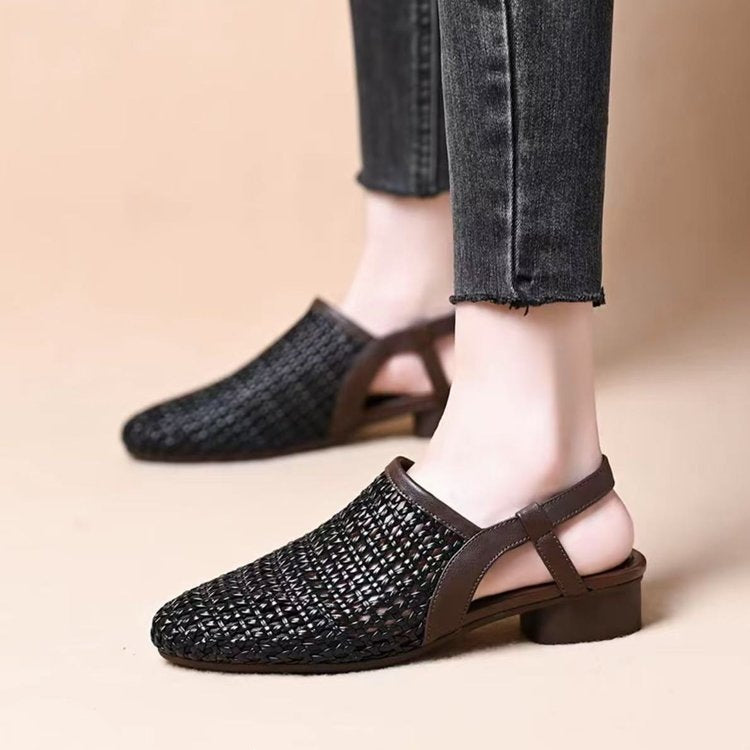 Sandalias trenzadas con aberturas para mujer