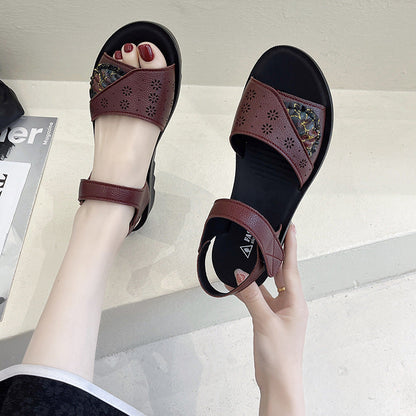 Sandalias de piel antideslizantes con diseño de flores de nuevo estilo