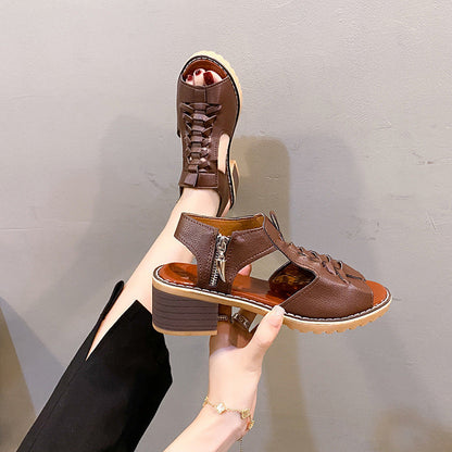 💖【100% cuero genuino】Sandalias clásicas con plataforma para mujer