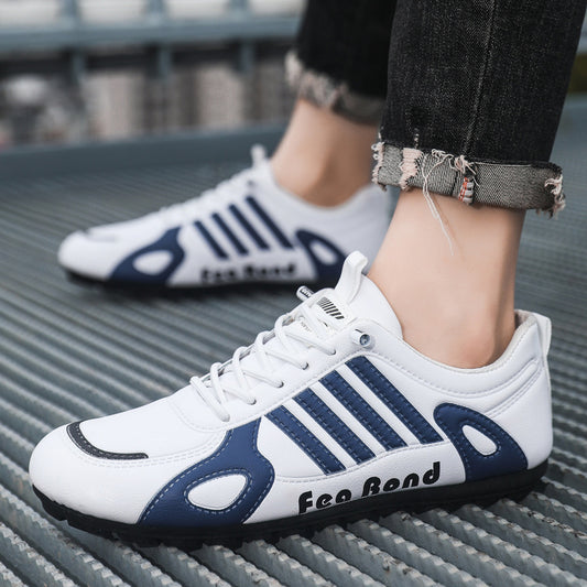 Zapatos de cuero para hombre con rayas verticales y suela blanda