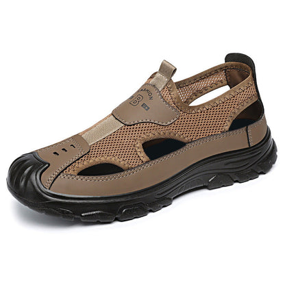 Sandalias masculinas nuevas zapatillas masculinas huecas con superficie de malla transpirable en verano