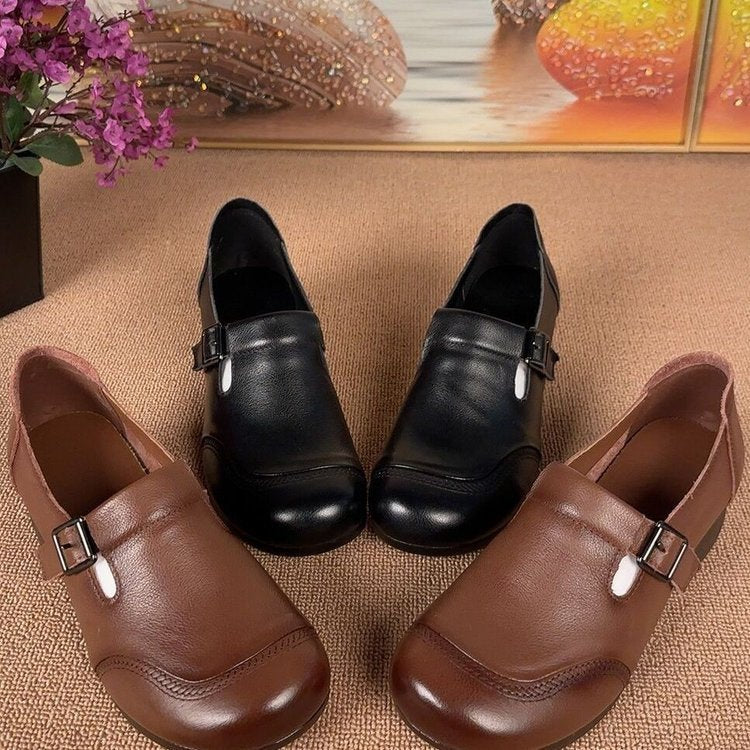 Zapatos de cuero resistentes al desgaste para mujer