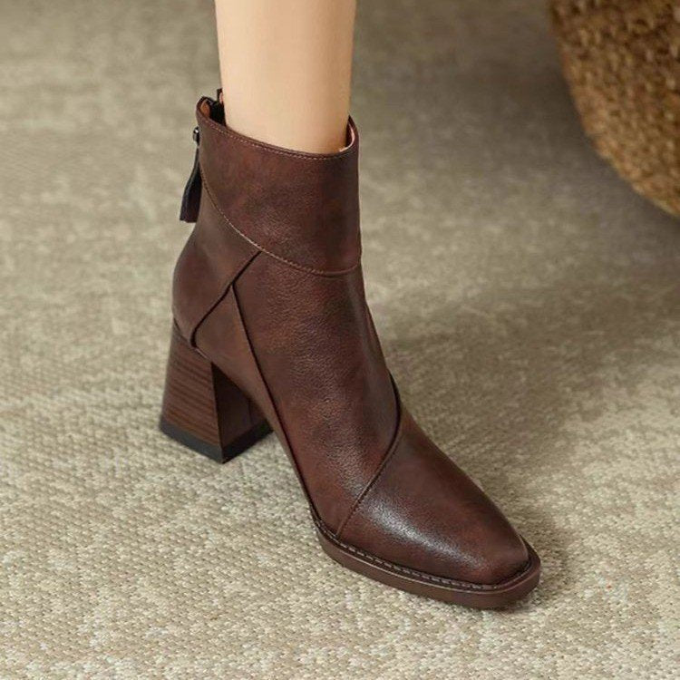 Botas de moda de tacón alto para mujer de estilo vintage