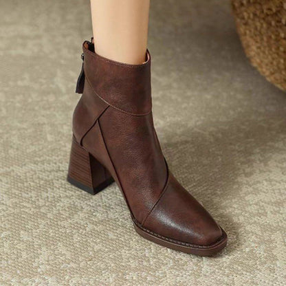 Botas de moda de tacón alto para mujer de estilo vintage