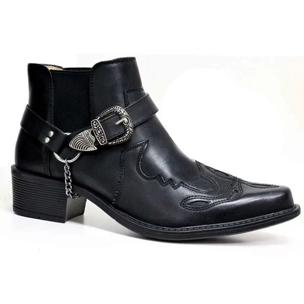 Botines de hombre con tacón en bloque y detalle de hebilla