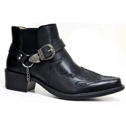Botines de hombre con tacón en bloque y detalle de hebilla