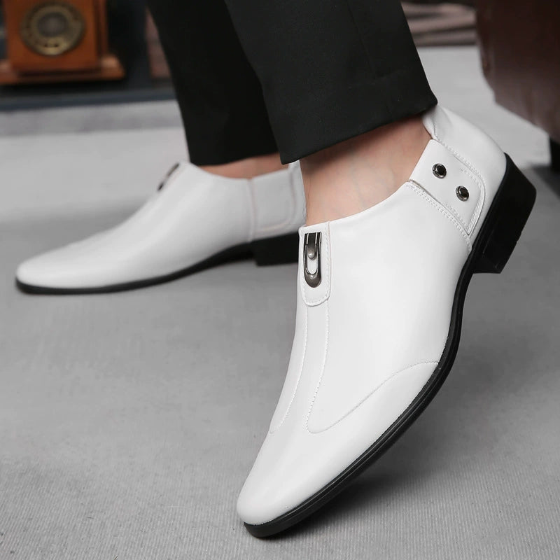 Zapatos de cuero formales de negocios para hombre, de punta afilada
