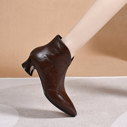 Botines de Piel con Tacón Escultural