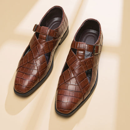 🐂Cuero🐂Zapatos de cuero con huecos cruzados
