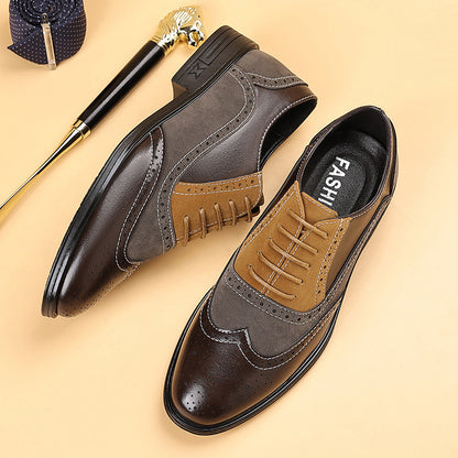 Zapatos de cuero bicolor de estilo británico para hombre