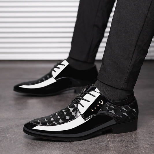 Zapatos de cuero para hombre con cordones y paneles de piel de vaca
