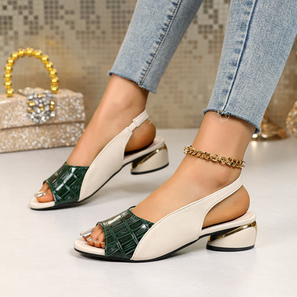 Sandalias de mujer de piel suave con bloques de color