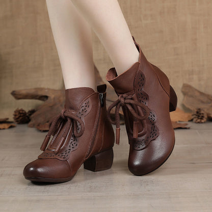 Botines de piel auténtica suave y estilo vintage