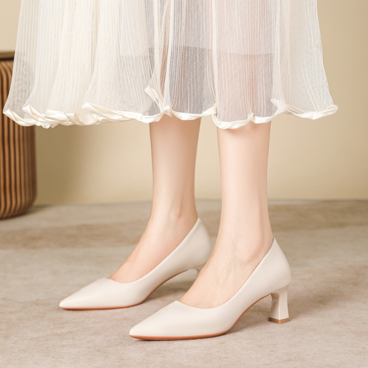 Zapatos de mujer de estilo francés con tacón de bloque